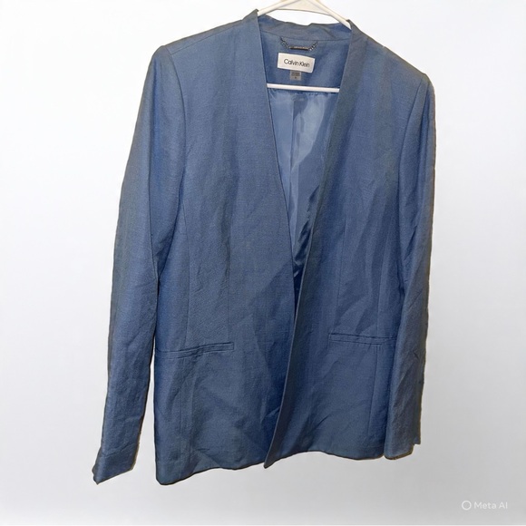 Calvin Klein Chain Detail Blue Linen Blend Fabric - Picture 1 of 5